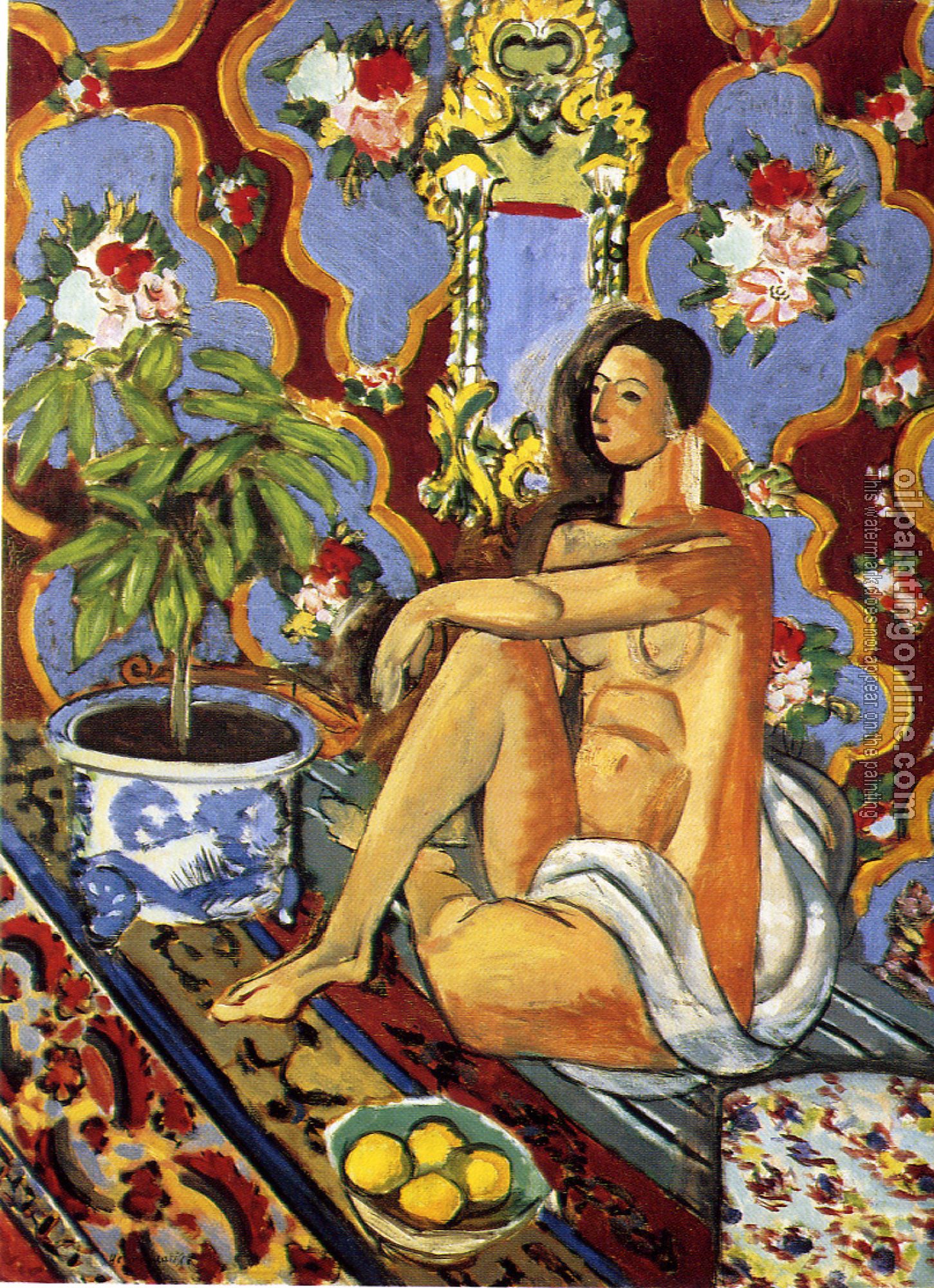 Matisse, Henri Emile Benoit - decorative figure on an ornamental ground